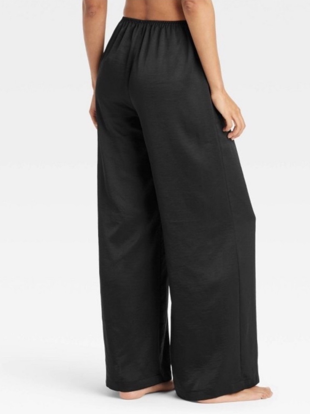 Black Satin Lounge Pants - Picture 2 of 6